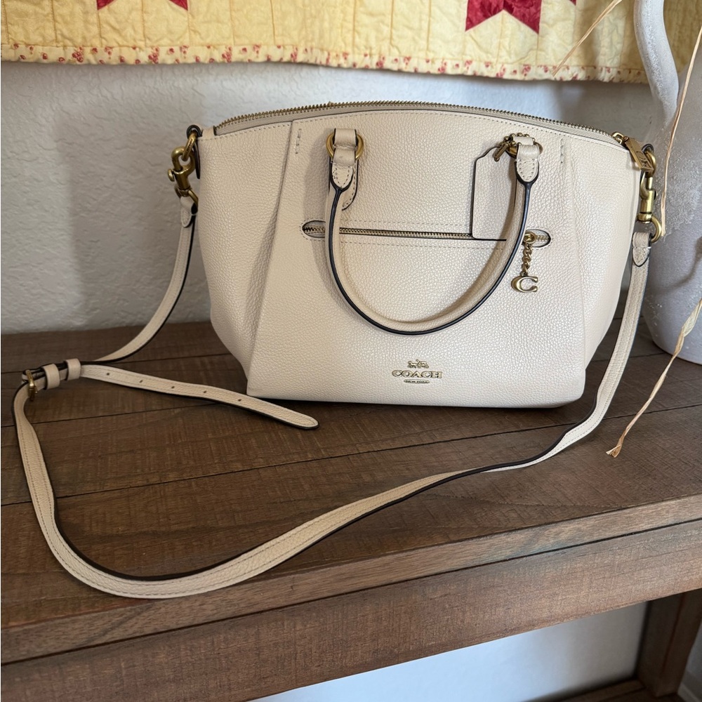 Coach Cream Satchel with Gold Hardware